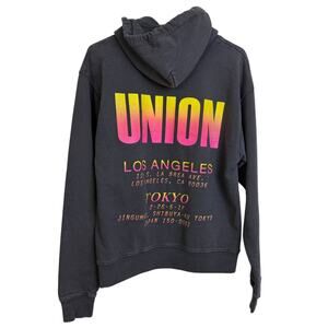 Union Los Angeles Hoodie Sweatshirt Mens Size Small Washed Black Ombre Logo